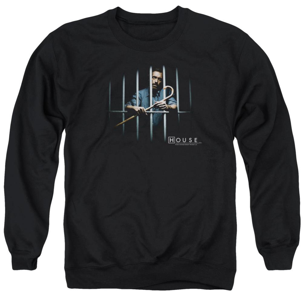 House Behind Bars Men's Crewneck 50 50 Poly Long-Sleeve T-Shirt