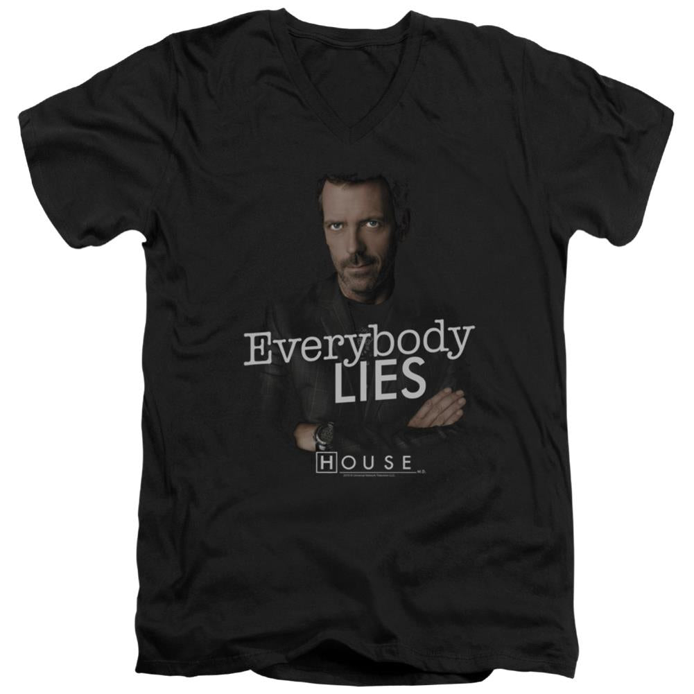 House Everybody Lies Men's 30/1 Cotton Slim V-Neck T-Shirt