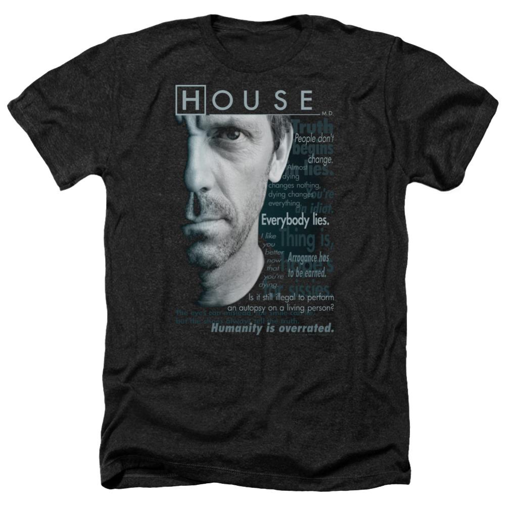 House Houseisms Men's 30/1 Heather 60 40 Poly Short-Sleeve T-Shirt