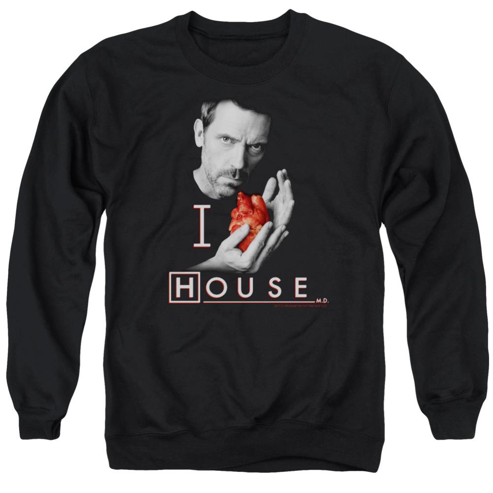 House I Heart House Men's Crewneck 50 50 Poly Long-Sleeve T-Shirt