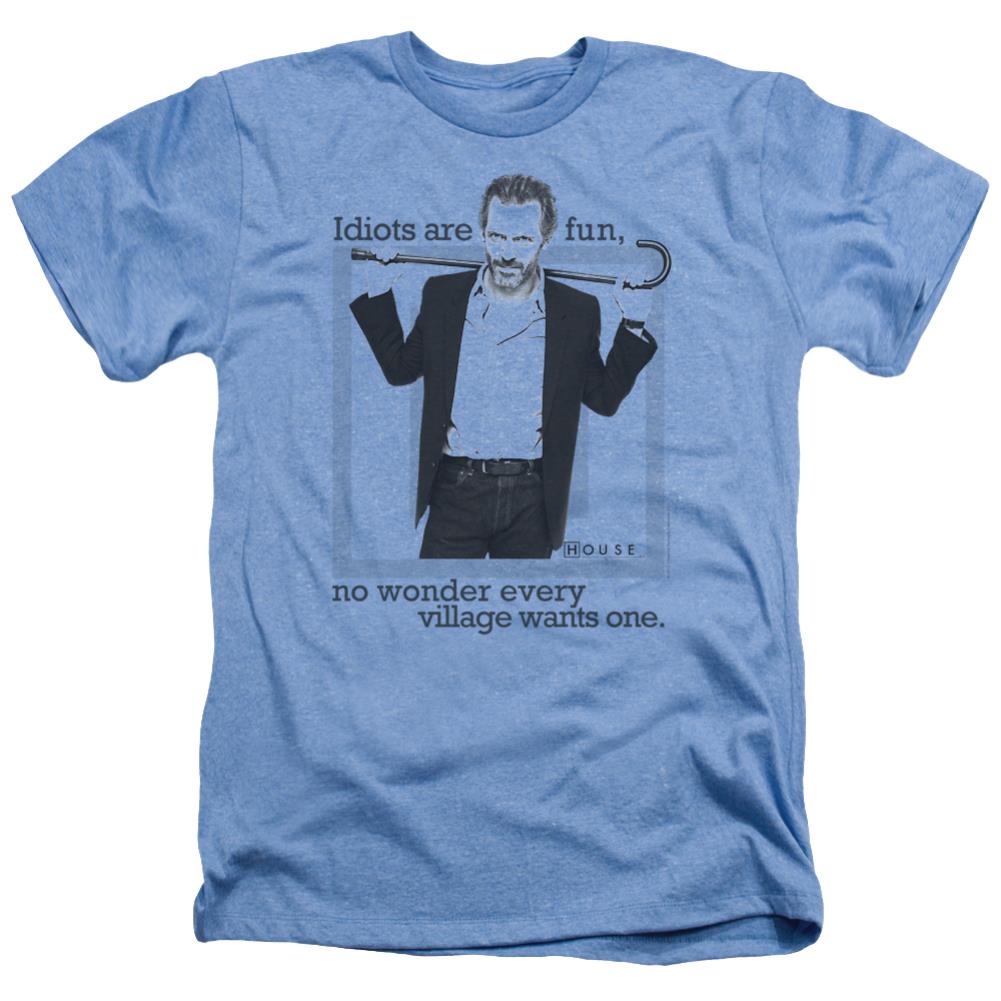 House Idiots Are Fun Men's 30/1 Heather 60 40 Poly Short-Sleeve T-Shirt