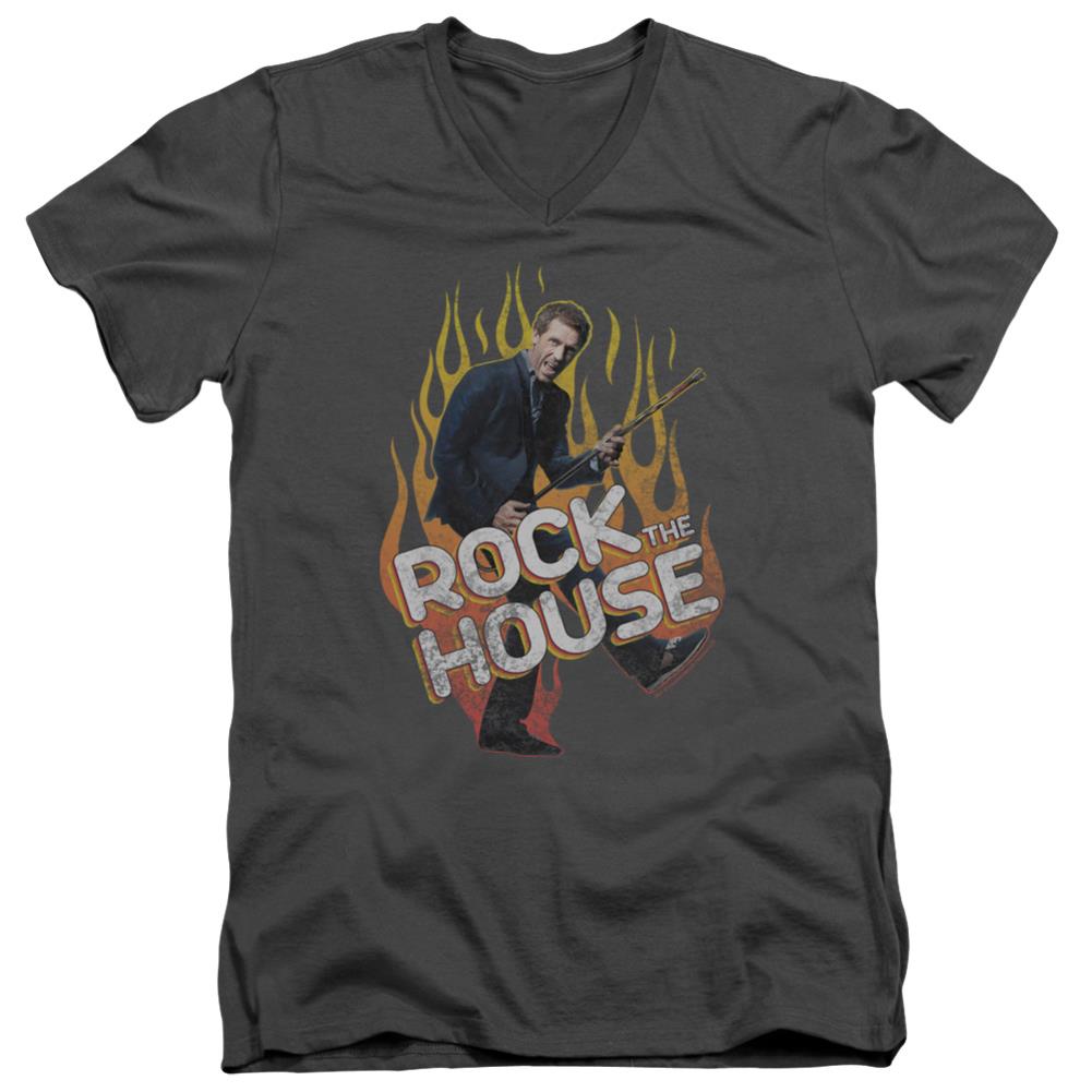 House Rock The House Men's 30/1 Cotton Slim V-Neck T-Shirt