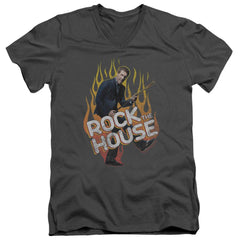 House Rock The House Men's 30/1 Cotton Slim V-Neck T-Shirt