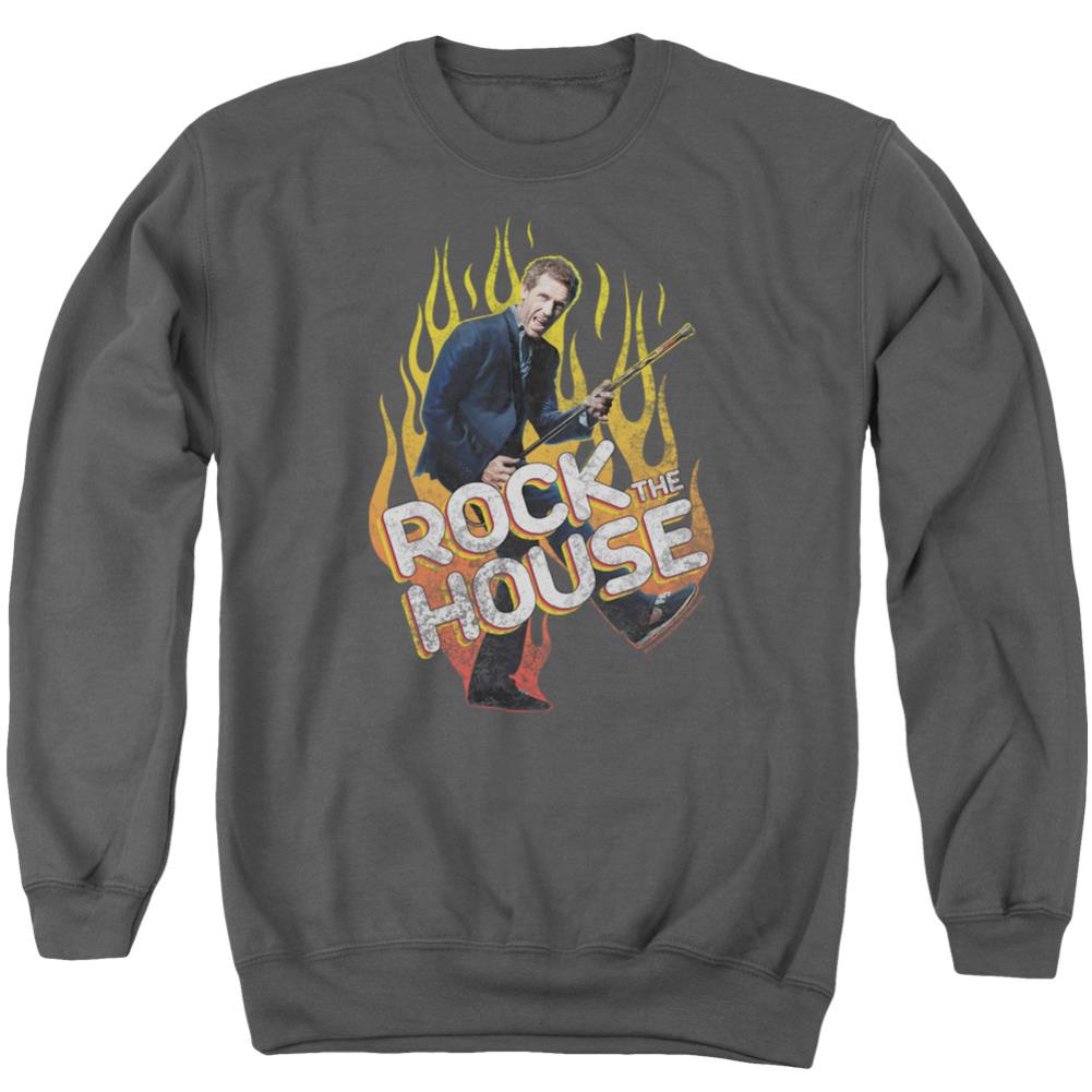 House Rock The House Men's Crewneck 50 50 Poly Long-Sleeve T-Shirt