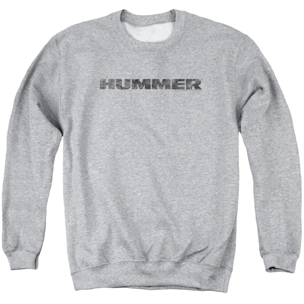 Hummer Distressed Hummer Logo Men's Crewneck 50 50 Poly Long-Sleeve T-Shirt