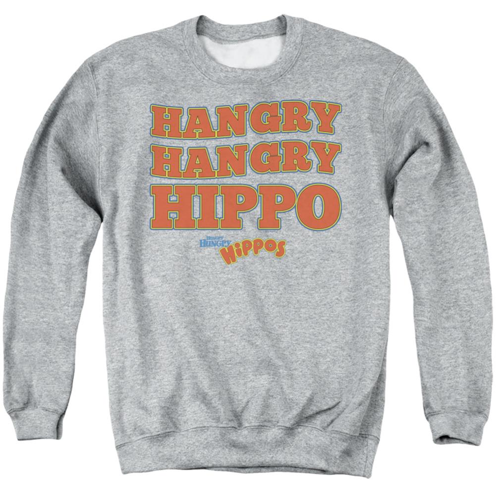 Hungry Hungry Hippos Hangry Men's Crewneck 50 50 Poly Long-Sleeve T-Shirt