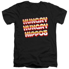 Hungry Hungry Hippos Hungry Vintage Logo Men's 30/1 Cotton Slim V-Neck T-Shirt