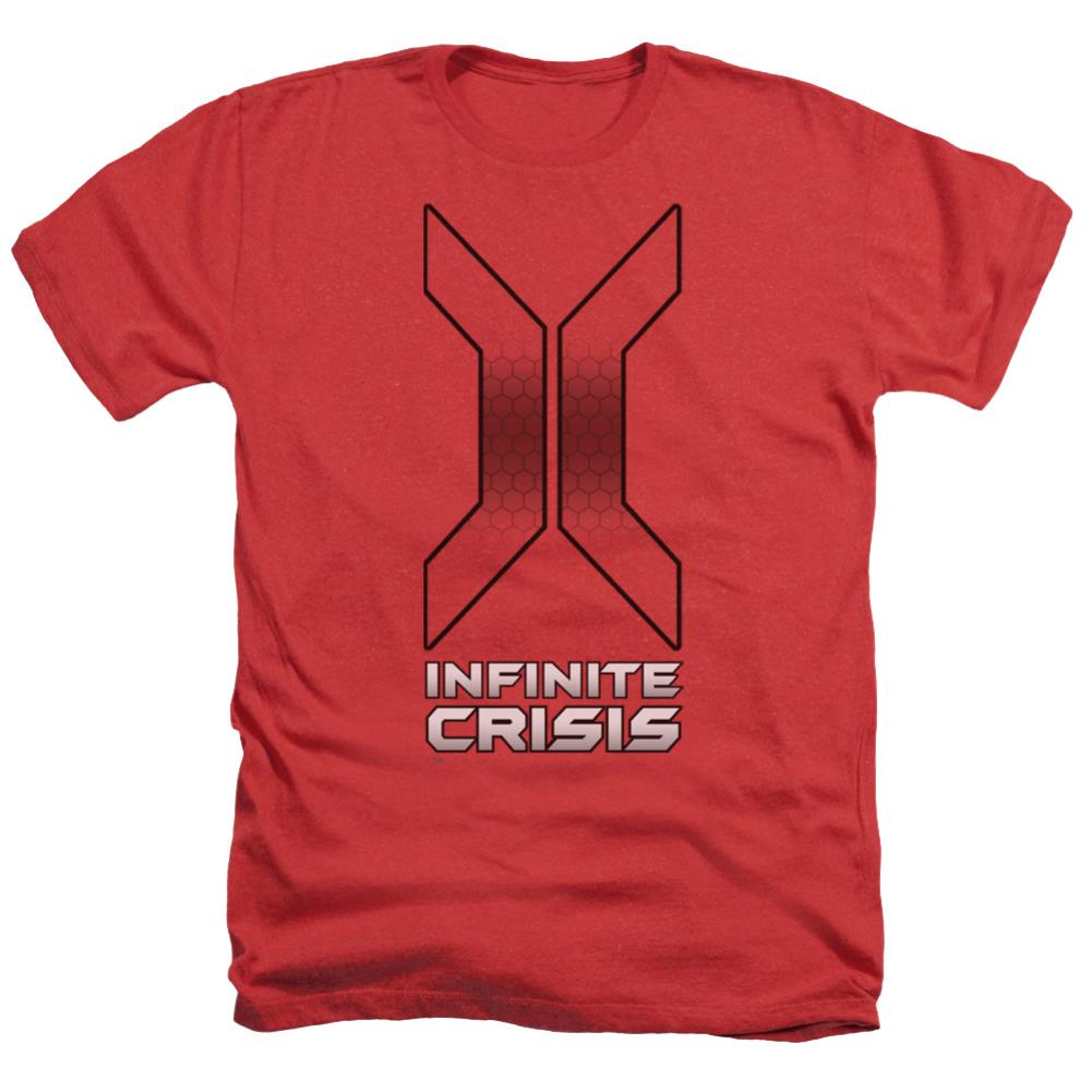 Infinite Crisis Title Men's 30/1 Heather 60 40 Poly Short-Sleeve T-Shirt