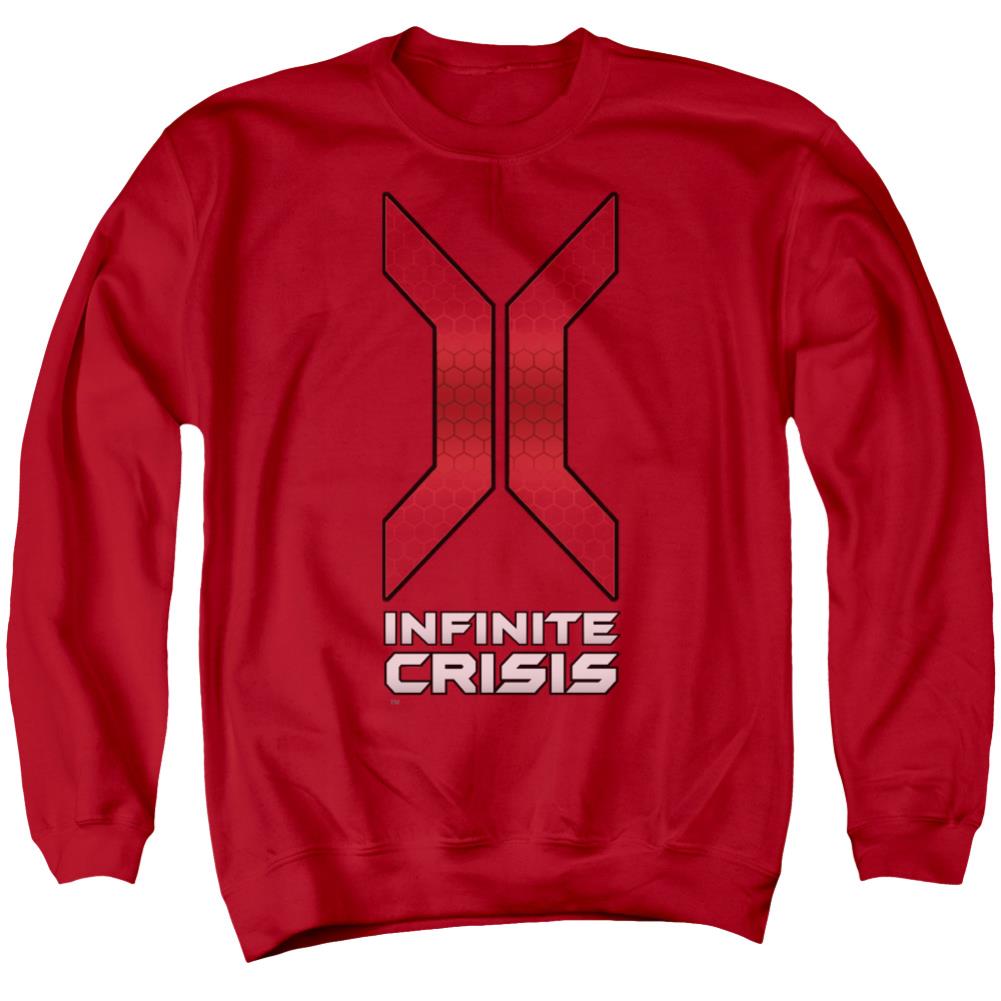 Infinite Crisis Title Men's Crewneck 50 50 Poly Long-Sleeve T-Shirt