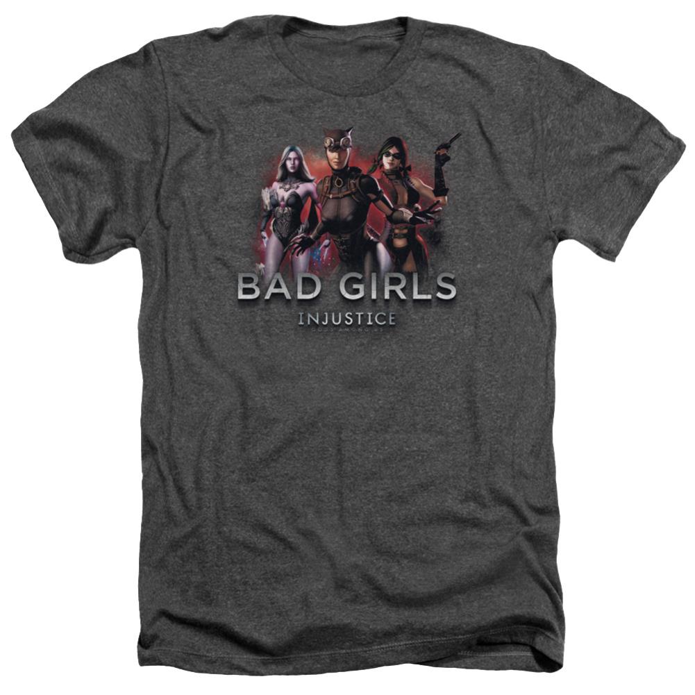 Injustice Gods Among Us Bad Girls Men's 30/1 Heather 60 40 Poly Short-Sleeve T-Shirt