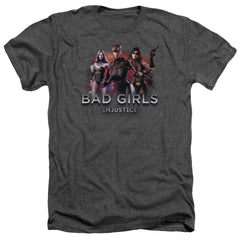 Injustice Gods Among Us Bad Girls Men's 30/1 Heather 60 40 Poly Short-Sleeve T-Shirt