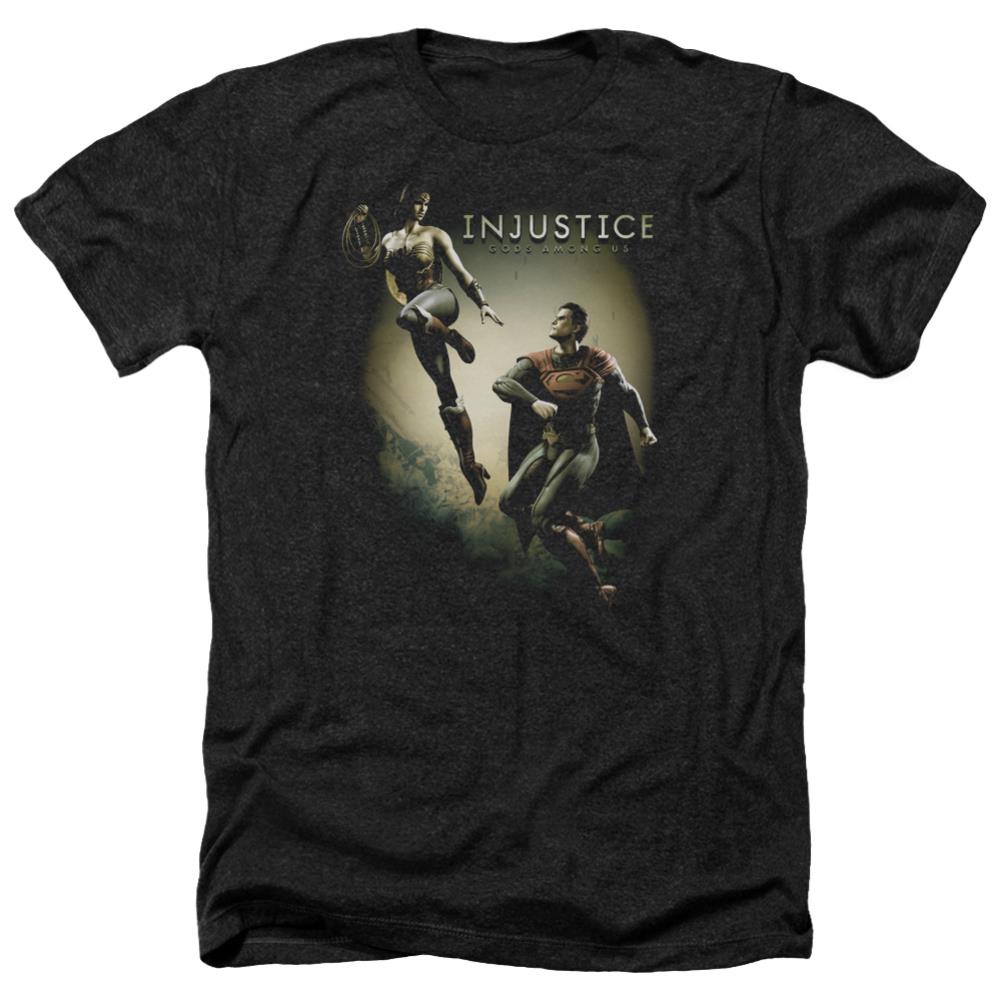 Injustice Gods Among Us Battle Of The Gods Men's 30/1 Heather 60 40 Poly Short-Sleeve T-Shirt