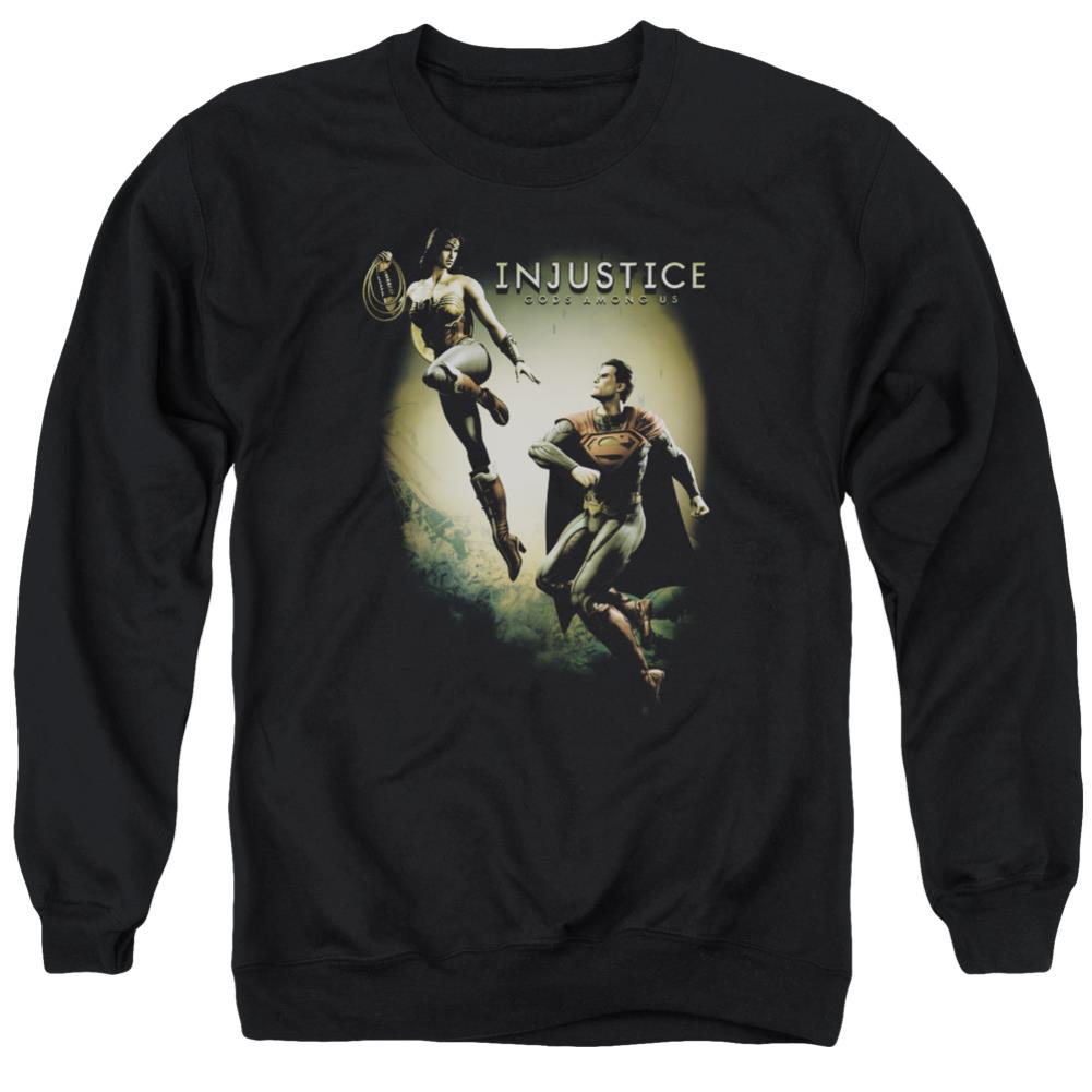 Injustice Gods Among Us Battle Of The Gods Men's Crewneck 50 50 Poly Long-Sleeve T-Shirt