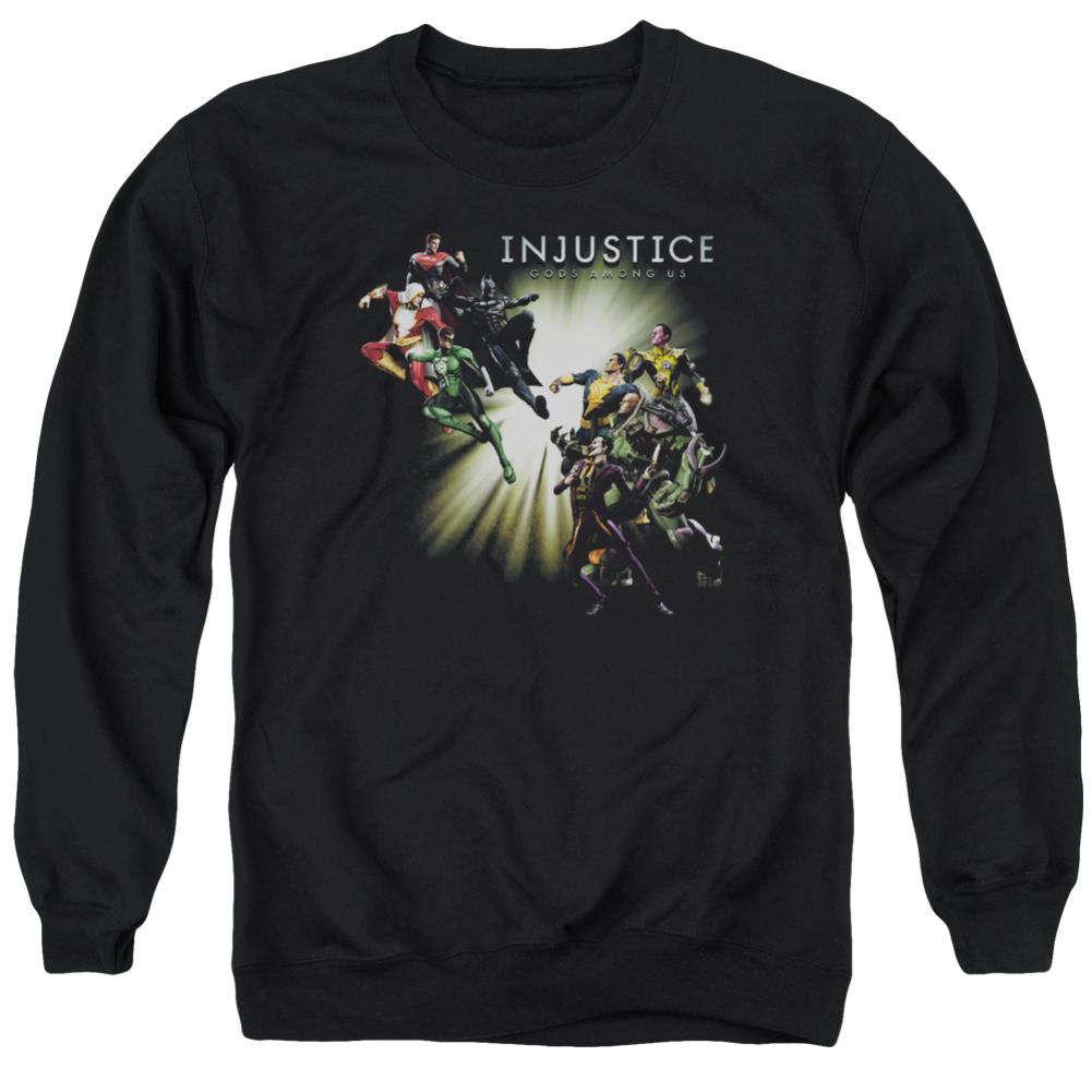 Injustice Gods Among Us Good VS Evil Men's Crewneck 50 50 Poly Long-Sleeve T-Shirt