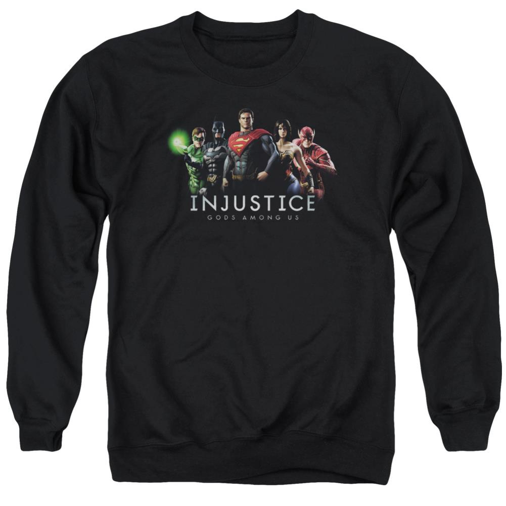 Injustice Gods Among Us Injustice League Men's Crewneck 50 50 Poly Long-Sleeve T-Shirt