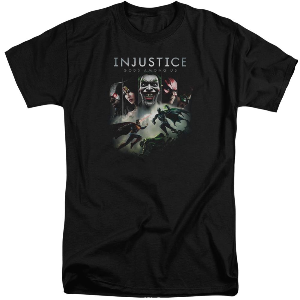 Injustice Gods Among Us Key Art Men's 18/1 Tall Cotton Short-Sleeve T-Shirt