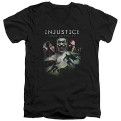 Injustice Gods Among Us Key Art Men's 30/1 Cotton Slim V-Neck T-Shirt