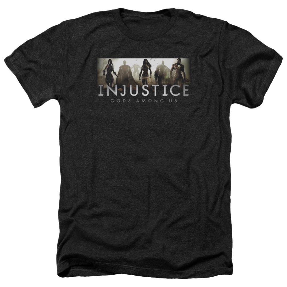 Injustice Gods Among Us Logo Men's 30/1 Heather 60 40 Poly Short-Sleeve T-Shirt