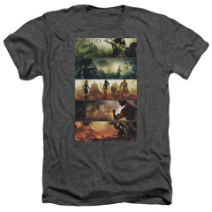 Injustice Gods Among Us Panels Men's 30/1 Heather 60 40 Poly Short-Sleeve T-Shirt