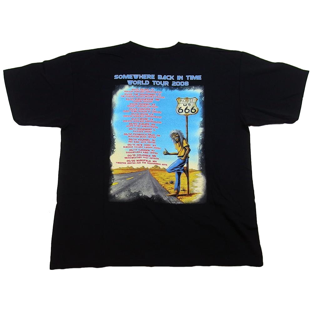 Iron Maiden Men's Motorcycle Eddie Route 666 Somewhere Back In Time Tour Black T-Shirt