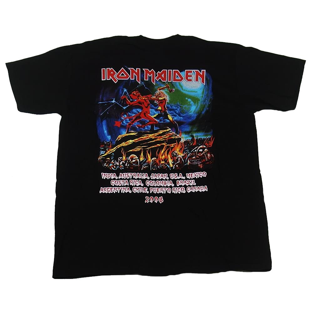 Iron Maiden Men's Number of the Beast Album Art 2008 World Tour Countries Black T-Shirt