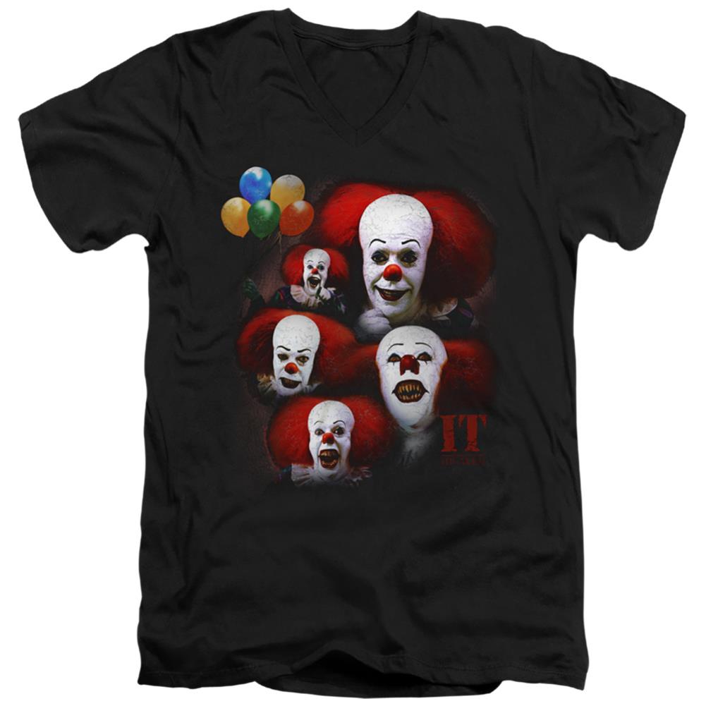 It (1990) Many Faces Of Pennywise Men's 30/1 Cotton Slim V-Neck T-Shirt