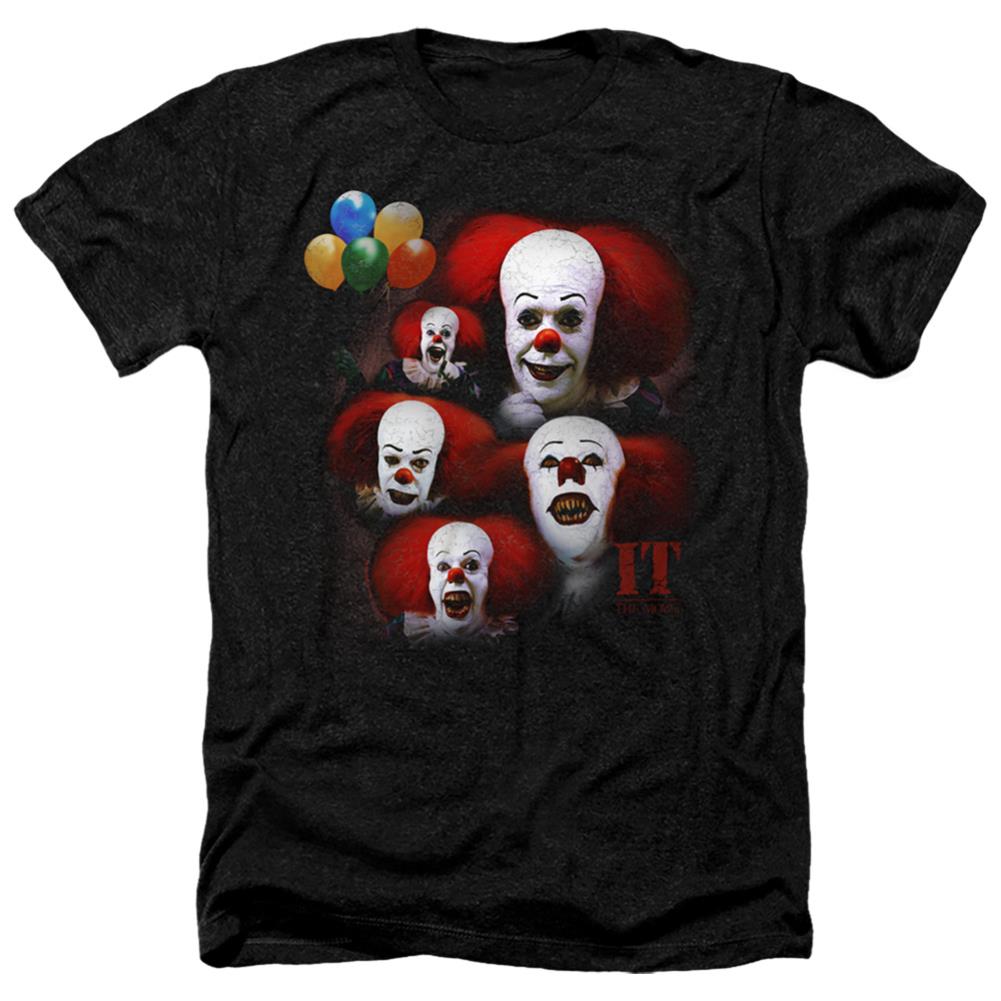 It (1990) Many Faces Of Pennywise Men's 30/1 Heather 60 40 Poly Short-Sleeve T-Shirt
