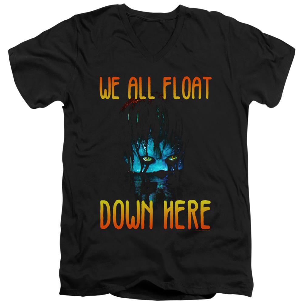 It (2017) We All Float Down Here Men's 30/1 Cotton Slim V-Neck T-Shirt