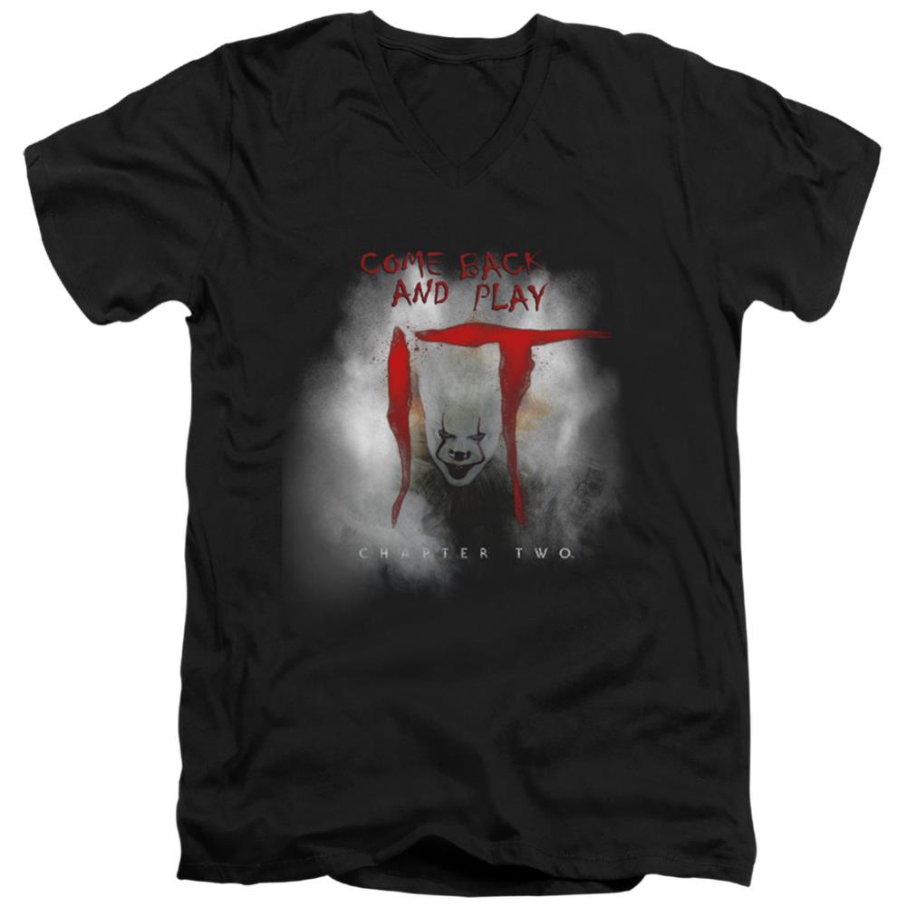 It (2019) Come Back And Play Men's 30/1 Cotton Slim V-Neck T-Shirt
