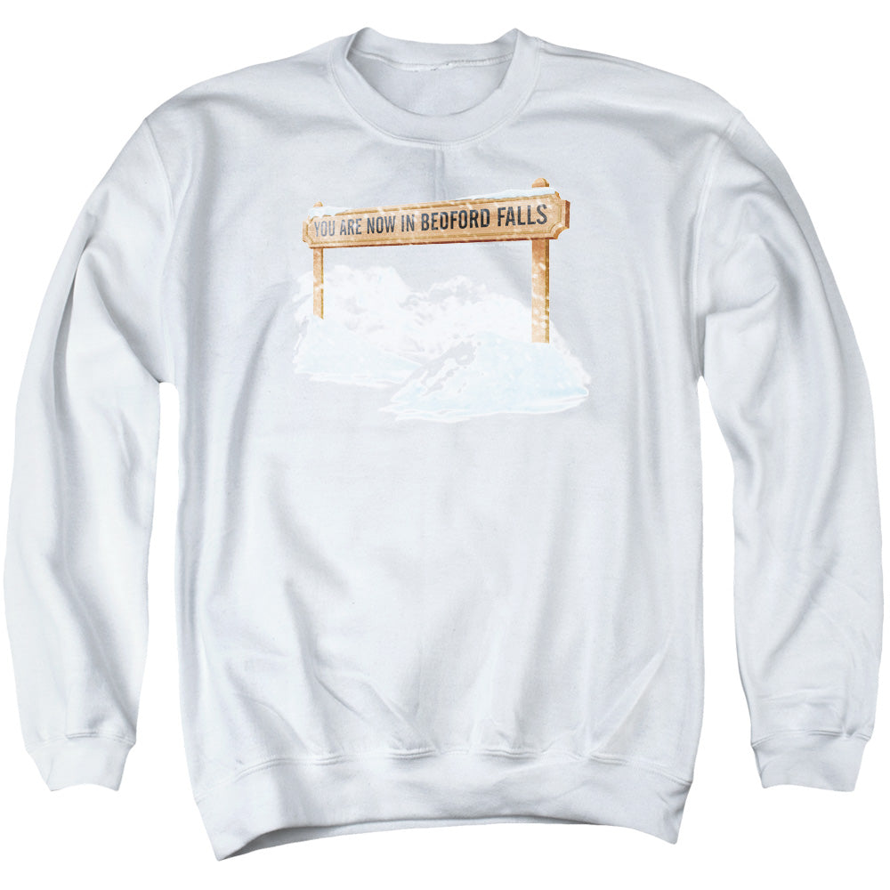 It's A Wonderful Life Bedford Falls Men's Crewneck 50 50 Poly Long-Sleeve T-Shirt
