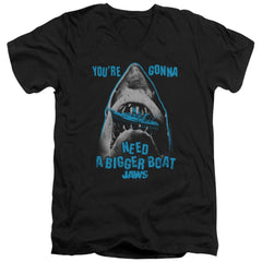 Jaws Boat In Mouth Men's 30/1 Cotton Slim V-Neck T-Shirt