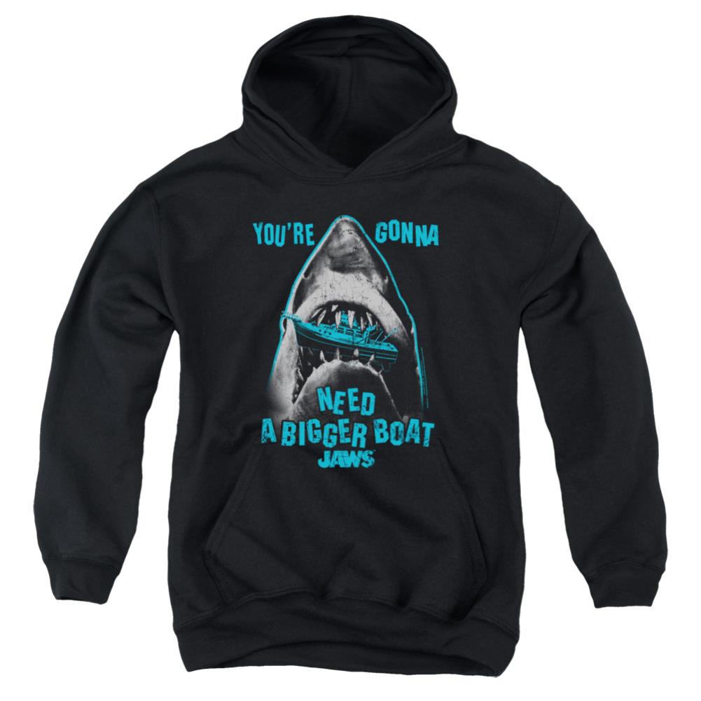 Jaws Boat In Mouth Youth Cotton Poly Pull-Over Hoodie