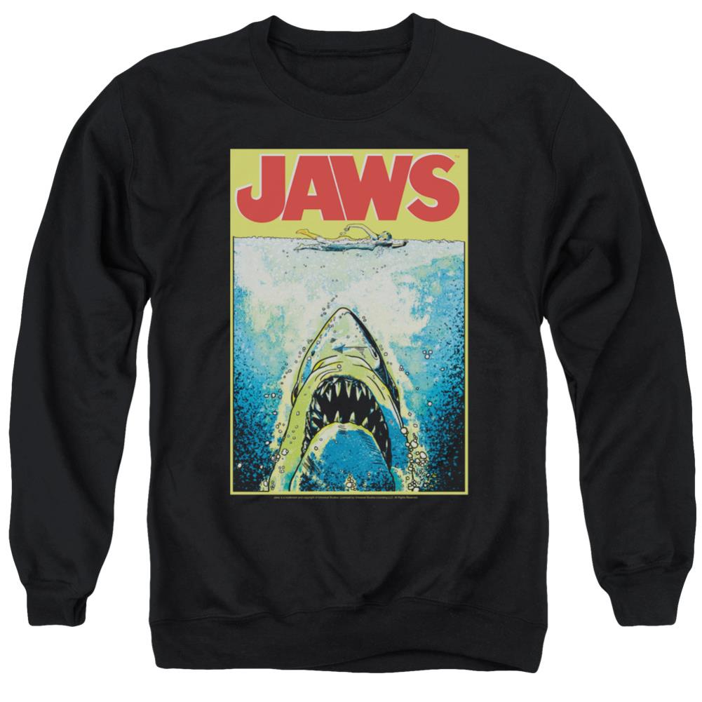 Jaws Bright Jaws Men's Crewneck 50 50 Poly Long-Sleeve T-Shirt