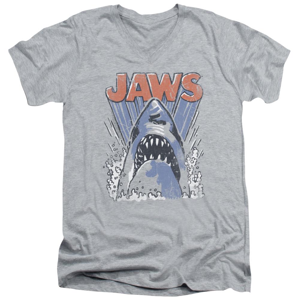 Jaws Comic Splash Men's 30/1 Cotton Slim V-Neck T-Shirt