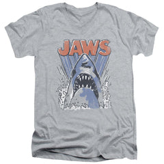 Jaws Comic Splash Men's 30/1 Cotton Slim V-Neck T-Shirt
