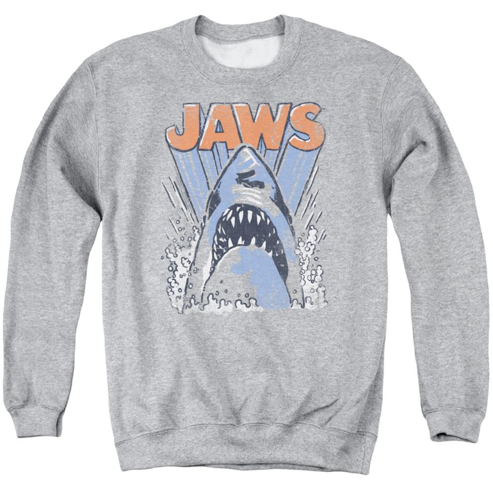 Jaws Comic Splash Men's Crewneck 50 50 Poly Long-Sleeve T-Shirt