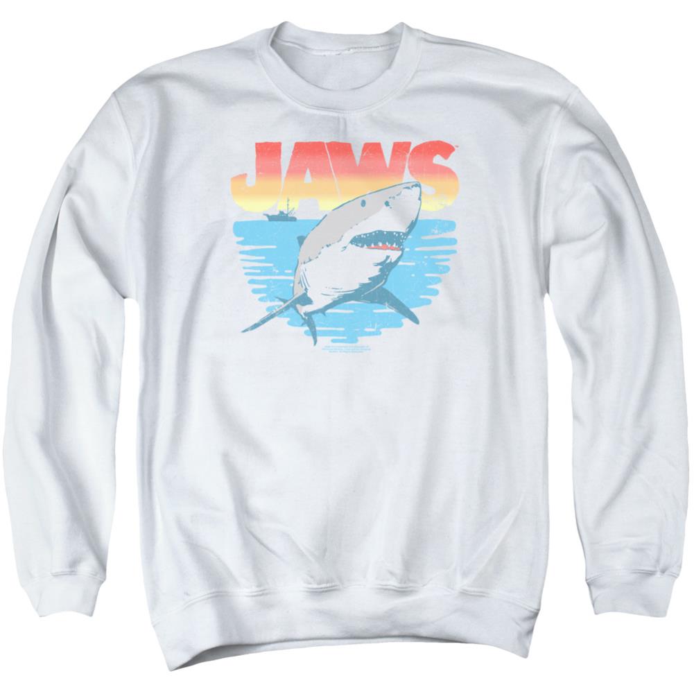 Jaws Cool Waves Men's Crewneck 50 50 Poly Long-Sleeve T-Shirt