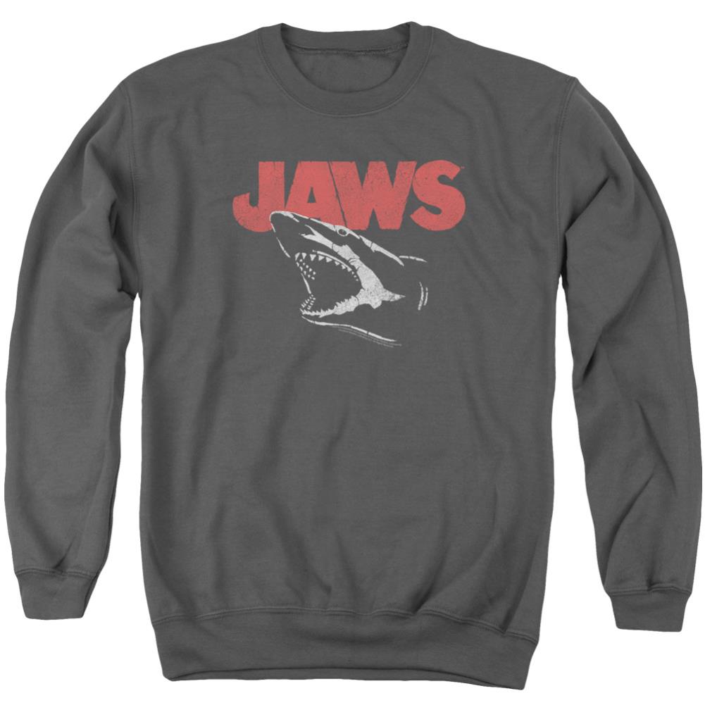 Jaws Cracked Jaw Men's Crewneck 50 50 Poly Long-Sleeve T-Shirt