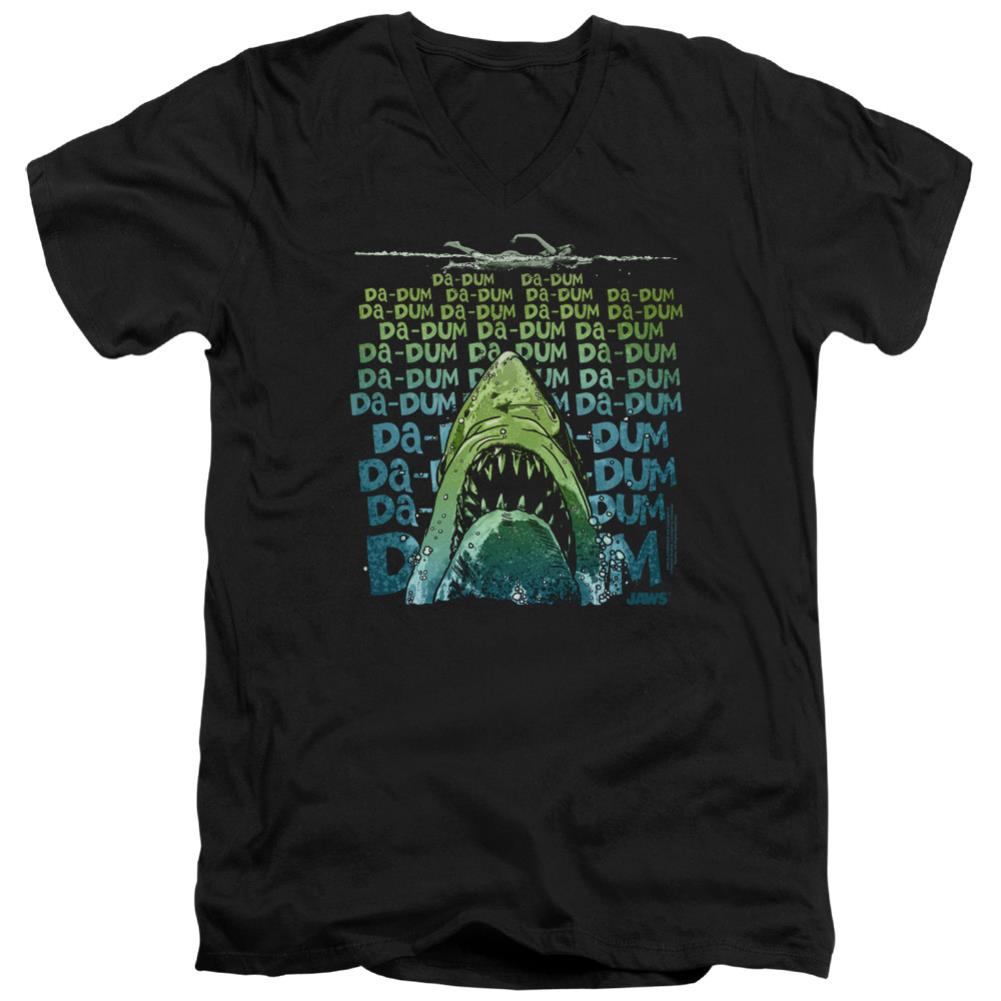 Jaws Da Dum Men's 30/1 Cotton Slim V-Neck T-Shirt