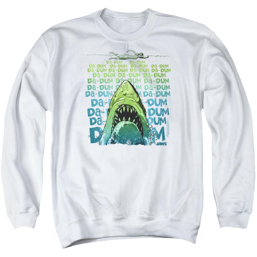 Jaws Da Dum Men's Crewneck 50 50 Poly Long-Sleeve T-Shirt