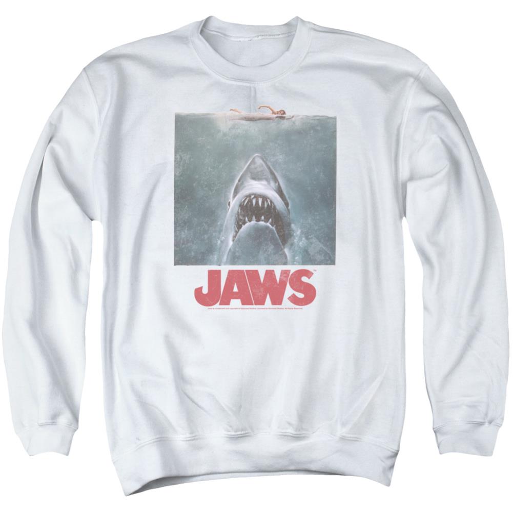 Jaws Distressed Jaws Men's Crewneck 50 50 Poly Long-Sleeve T-Shirt