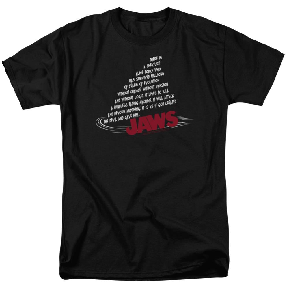 Jaws Dorsal Text Men's 18/1 Cotton Short-Sleeve T-Shirt