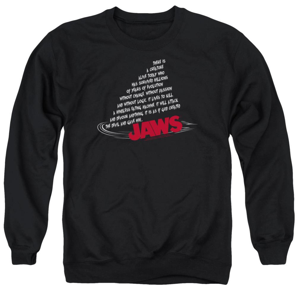 Jaws Dorsal Text Men's Crewneck 50 50 Poly Long-Sleeve T-Shirt