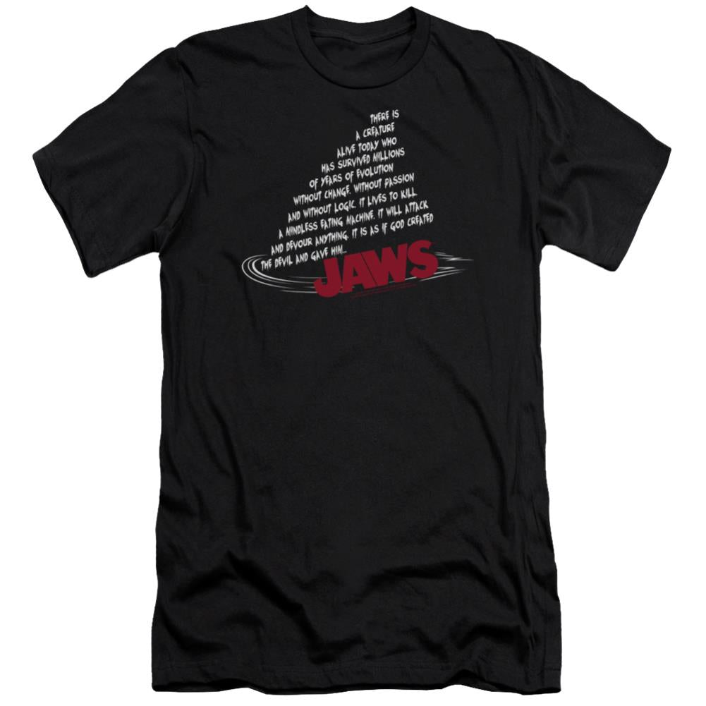 Jaws Dorsal Text Men's Ultra-Soft 30/1 Cotton Slim Short-Sleeve T-Shirt