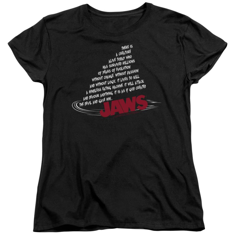 Jaws Dorsal Text Women's 18/1 Cotton Short-Sleeve T-Shirt
