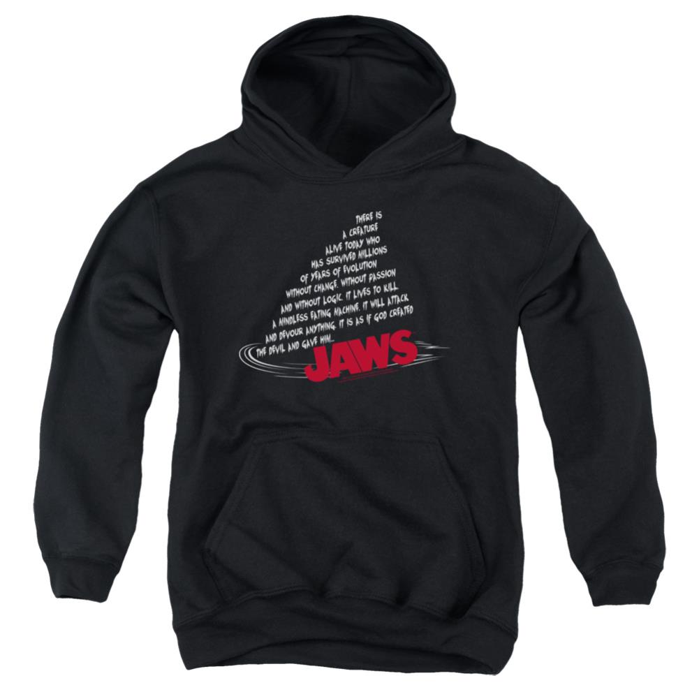 Jaws Dorsal Text Youth Cotton Poly Pull-Over Hoodie