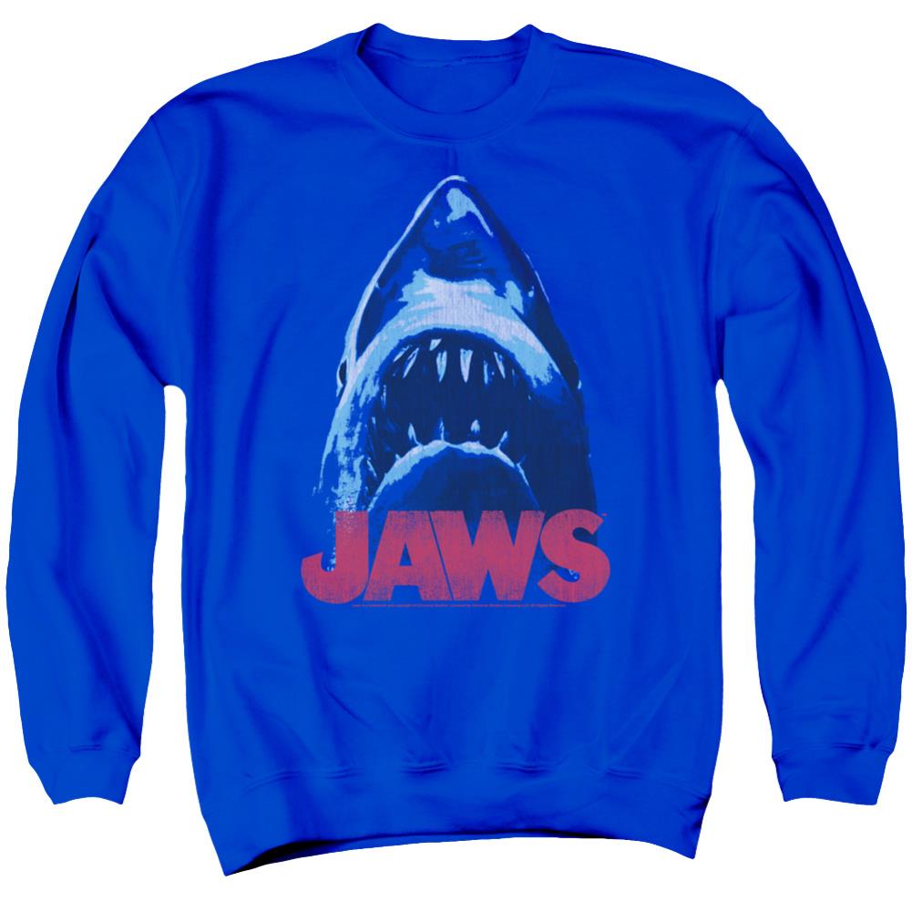 Jaws From Below Men's Crewneck 50 50 Poly Long-Sleeve T-Shirt