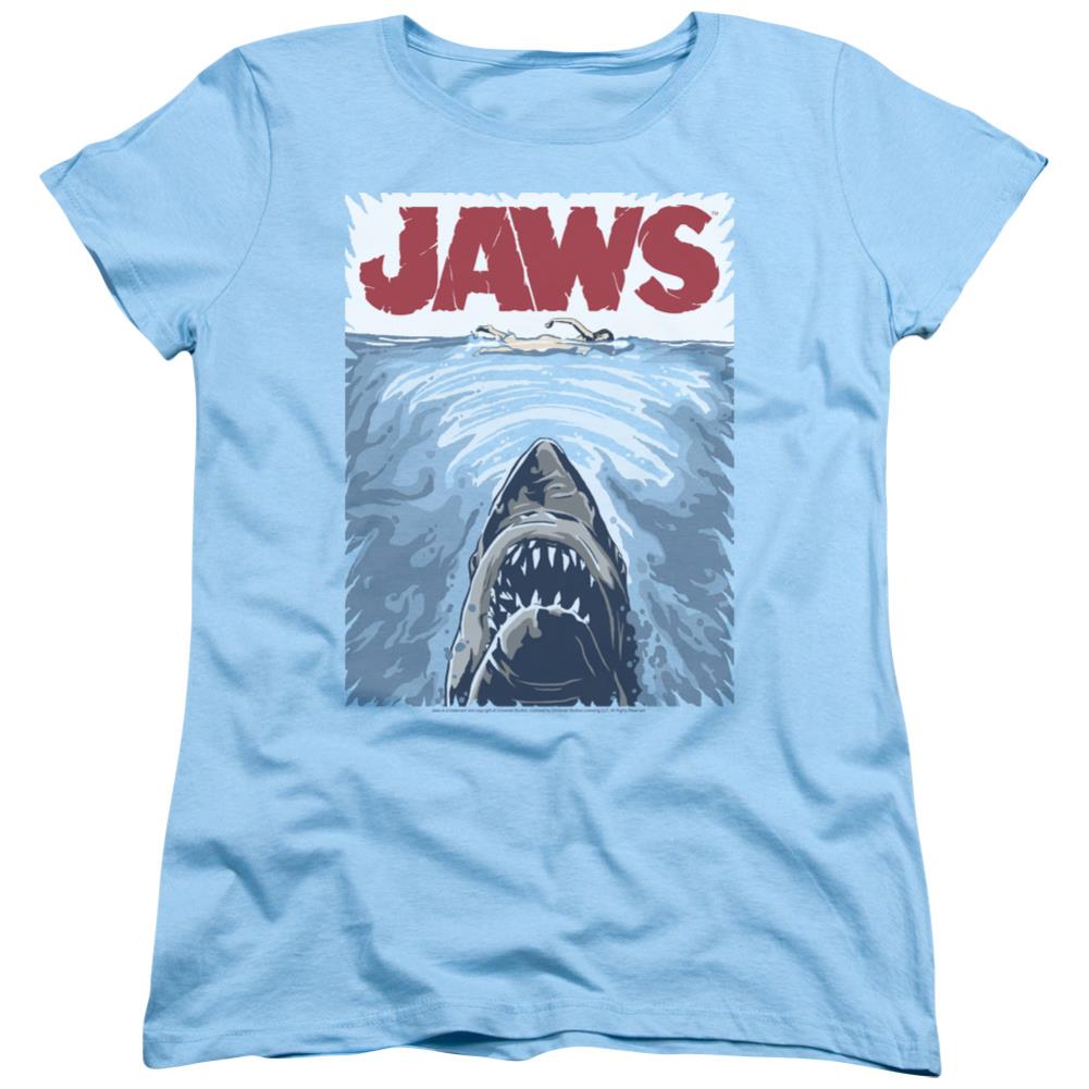 Jaws Graphic Poster Women's 18/1 Cotton Short-Sleeve T-Shirt