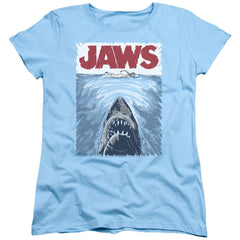 Jaws Graphic Poster Women's 18/1 Cotton Short-Sleeve T-Shirt