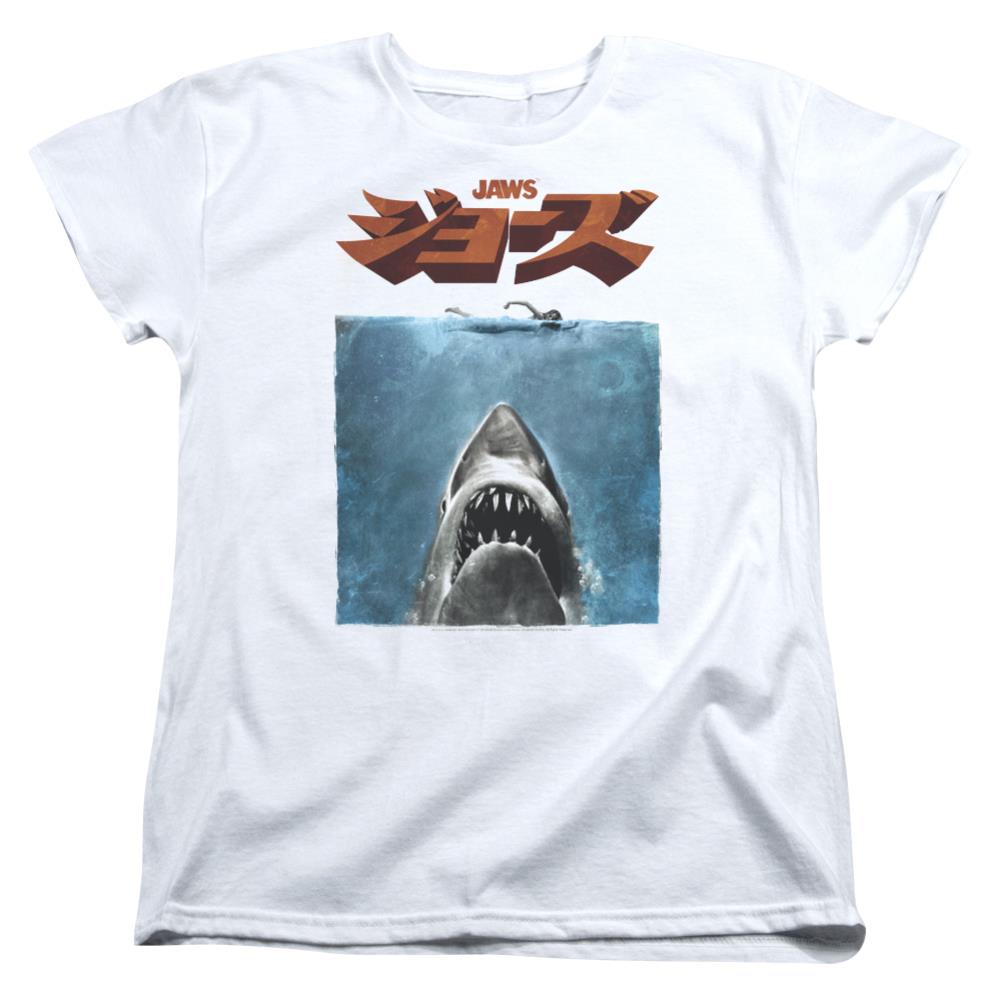 Jaws Japanese Poster Women's 18/1 Cotton Short-Sleeve T-Shirt